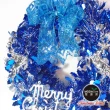 【摩達客】耶誕-台灣製16吋繽紛閃亮哈莉葉金蔥聖誕花圈(銀藍x麋鹿系/輕巧免組裝/本島免運費)