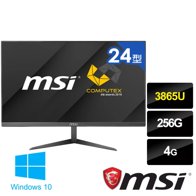 【MSI 微星】PRO 24X 7M-068TW 24型 AIO雙核液晶電腦(3865U/4G/256G SSD/Win10)