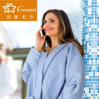 【Gemini 雙星】蜂巢格紋浴袍-成人(日系紗布繁瑣工法織造蜂巢材質的浴袍)