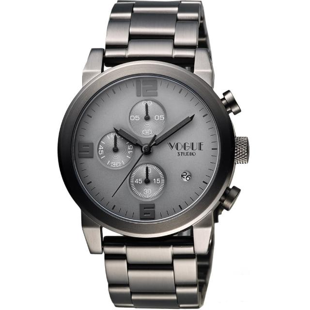 【VOGUE】嶄新系列品味三眼計時手錶-鐵灰/42mm 新年 禮物 推薦(2V1407-251GR-GR)