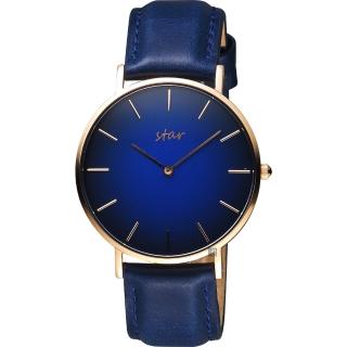 【STAR】時代 城市情人漸層石英女錶-藍x玫塊金框/36mm 送禮 禮物 推薦(7T1902-331RG-BB)
