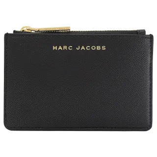 【MARC JACOBS 馬克賈伯】金屬LOGO信用卡證件鑰匙圈零錢包(黑)