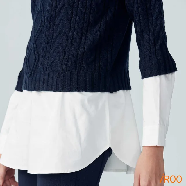 【iROO】假兩件流行設計長袖上衣
