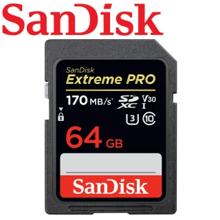 【SanDisk 晟碟】64GB 170MB/s Extreme PRO SDXC SD UHS-I V30 U3 記憶卡(平輸)
