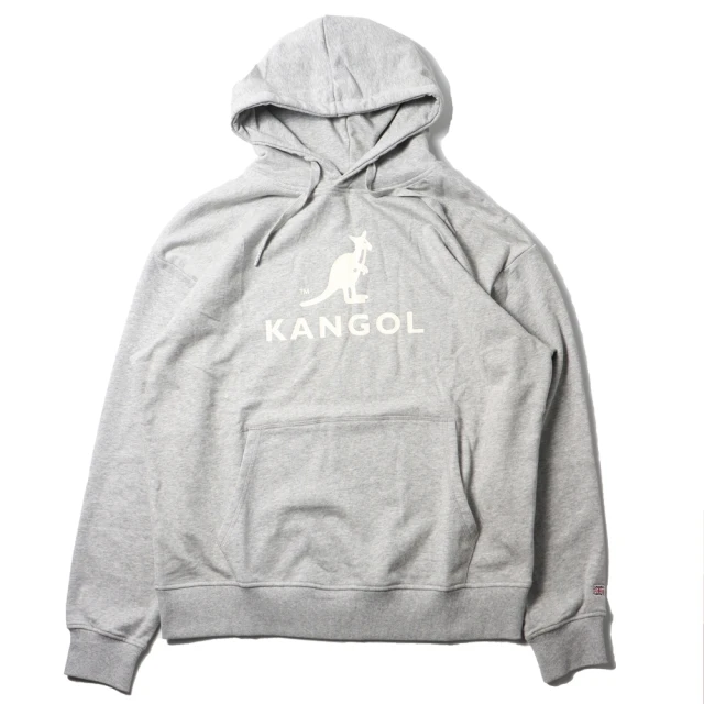 KANGOL 上衣 帽T 麻灰 內刷毛 刺繡小LOGO 連帽 袋鼠 棉 休閒 男女(6951105212)