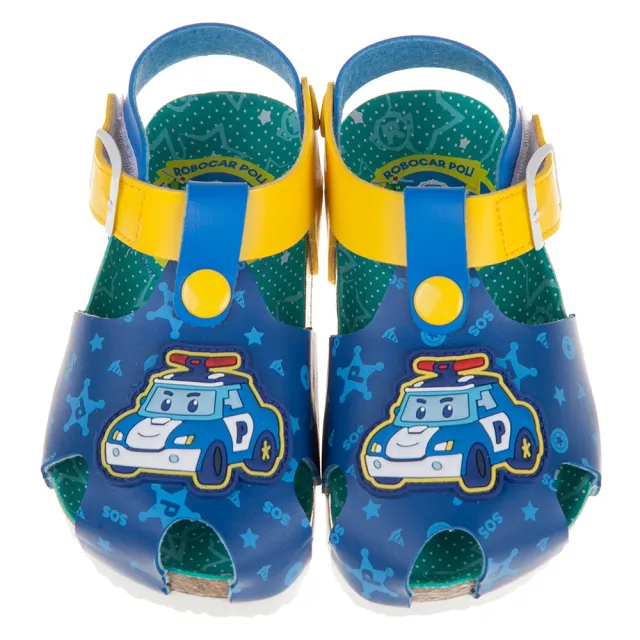 【布布童鞋】POLI救援小英雄警車波力藍色歐風兒童氣墊涼鞋(B9C146B)