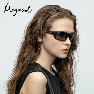 【MEGASOL】UV400智能感光變色偏光太陽眼鏡(全天候適用運動眼鏡SB1038-兩色可選)