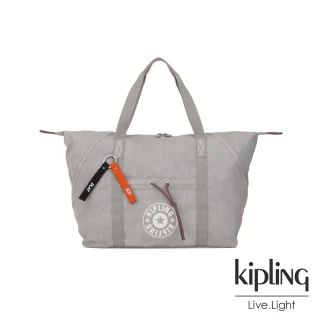 【KIPLING】Blank Canvas系列棉質丹寧淺灰手提側背包-ART M