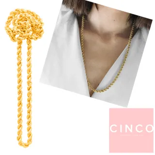 【CINCO】葡萄牙精品 Bia necklace 925純銀鑲 24K金長項鍊 65公分簡約粗鍊(925純銀24K金)