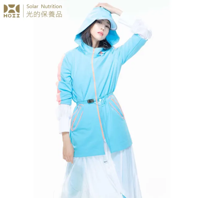 【HOII后益】HOII后益 拼色造型連帽外套★藍光(UPF50+抗UV防曬涼感先進光學機能布)