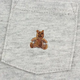 【GAP】嬰兒 布萊納系列 小熊刺繡短袖包屁衣(710486-灰色)