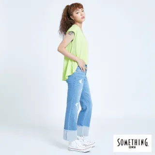 【SOMETHING】女裝 清新V領休閒T恤(嫩綠色)