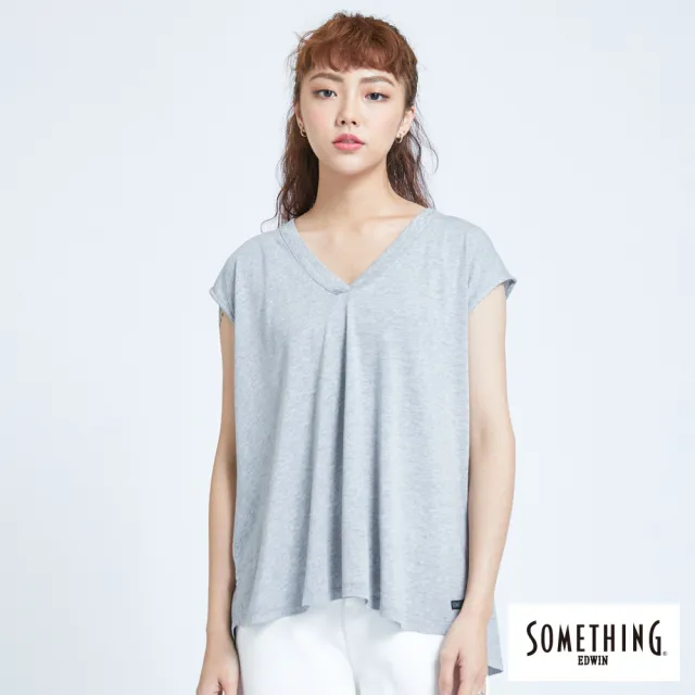 【SOMETHING】女裝 清新V領休閒T恤(麻灰色)