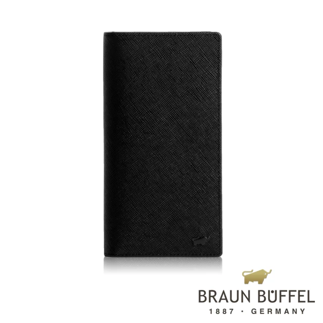 【BRAUN BUFFEL 德國小金牛】台灣總代理 洛菲諾P-II 15卡透明窗長夾-黑色(BF347-301-BK)