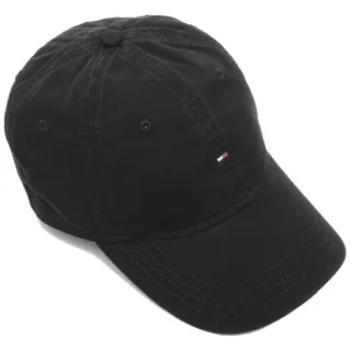 【Tommy Hilfiger】TOMMY 年度爆款經典刺繡Logo可調式鴨舌老帽-黑色(平輸品)