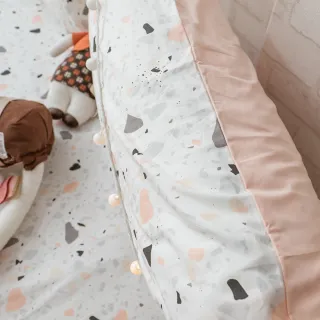 【棉床本舖】精梳棉石紋款 三件式枕套床包組 粉色磨石子 台灣製(加大)