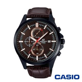 【CASIO 卡西歐】商務質感線條皮革男腕錶-咖啡x47mm(EFV-520BL-5A)