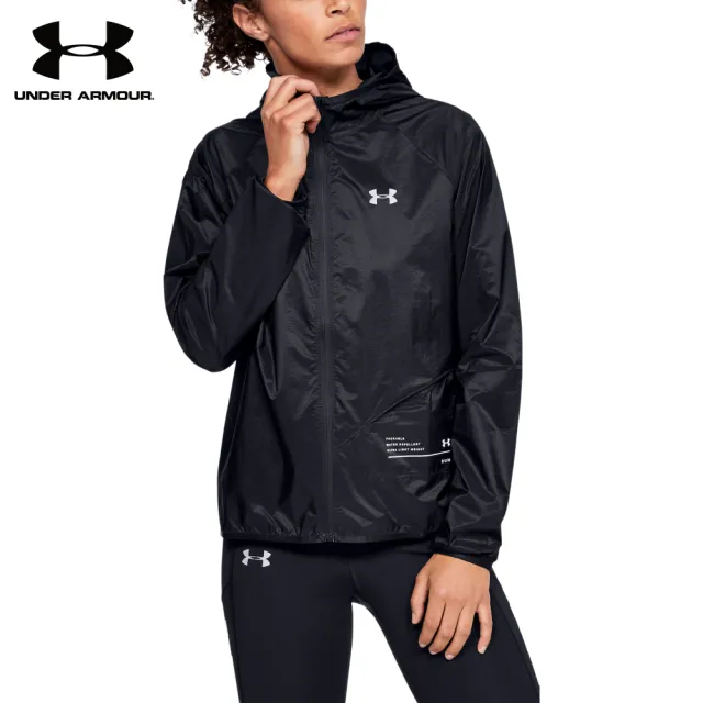 【UNDER ARMOUR】UA 女 Qualifier STORM防潑水 連帽外套(黑)