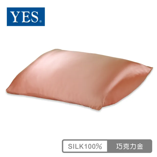 【YES】100%純蠶絲經典枕頭套-巧克力金/
