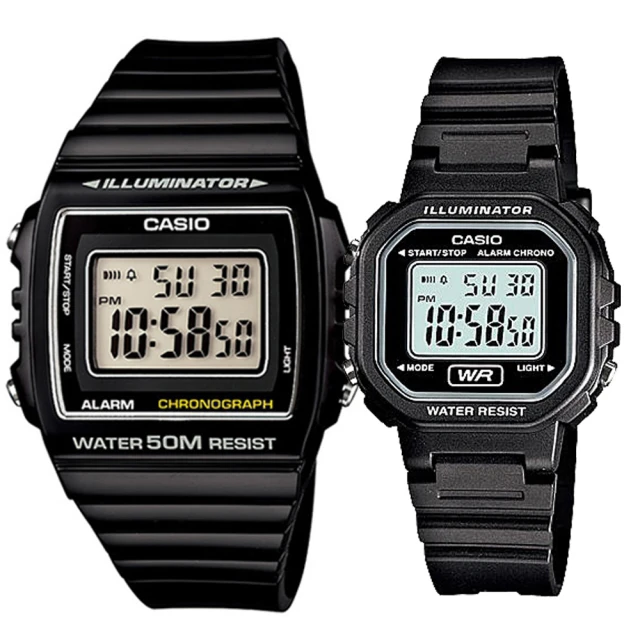 CASIO 卡西歐 實用運動熱賣男女對錶(W-215H-1A+LA-20WH-1A)