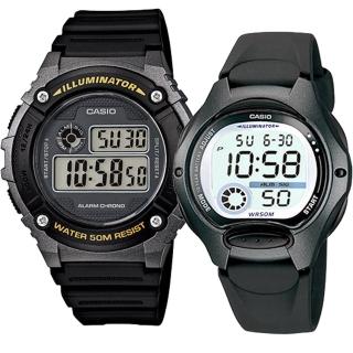 【CASIO 卡西歐】實用運動熱賣男女對錶(W-216H-1B+LW-200-1B)