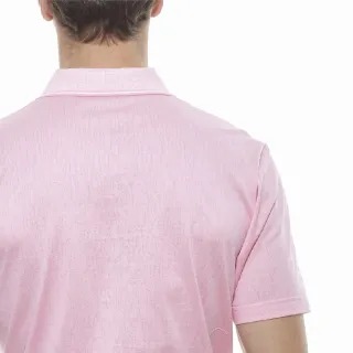 【Lynx Golf】男款雙絲光純棉提花山貓Logo胸袋款短袖POLO衫/高爾夫球衫(粉色)