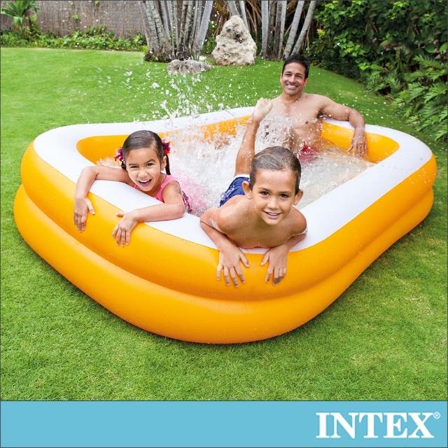 【INTEX】桔色長方型游泳池229x147x46cm_600L_3歲+(57181)