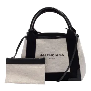 【Balenciaga 巴黎世家】NAVY系列帆布X牛皮飾邊手提/肩背托特包(黑390346-AQ38N-1000)