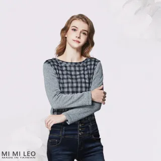 【MI MI LEO】台灣製韓版時尚配色機能衣-波蘭灰格紋(#台灣製#MIT#保暖#刷毛#顯瘦)