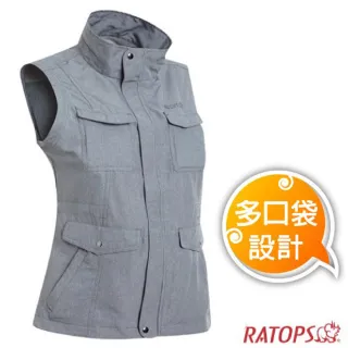 【瑞多仕-RATOPS】女款 輕量休閒多口袋背心_蓋袋款.透氣快乾.活動舒適(DA2390 碳麻灰色)