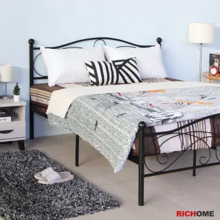 【RICHOME】法蘭工業風經典設計5尺雙人鐵床(鐵床/床架)