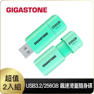 【GIGASTONE 立達】256GB USB3.1 極簡滑蓋隨身碟 UD-3202 綠-超值2入組(256G USB3.1 高速隨身碟)