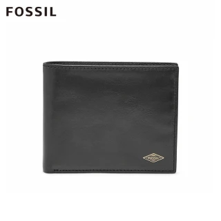 【FOSSIL】Ryan 黑色真皮RFID大零錢袋皮夾 男 短夾ML3736001