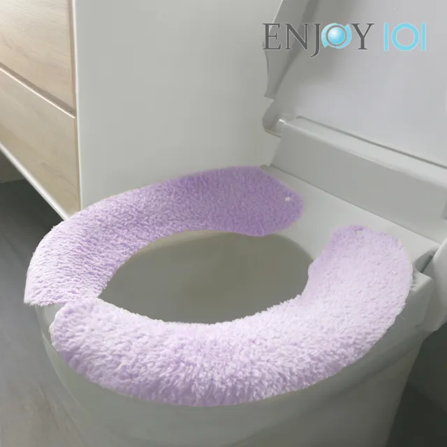 【ENJOY101】台灣製日式居家浴室矽膠布保潔保暖水洗重複使用馬桶坐墊貼1入組-紫色(40x10cm)