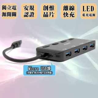 【Fujiei】USB3.0 HUB 4埠集線器(4埠獨立電源開關)