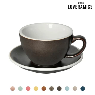 【LOVERAMICS 愛陶樂】蛋形拿鐵杯盤組300ml 職人色系(#咖啡杯#陶瓷杯#拿鐵杯#愛陶樂)