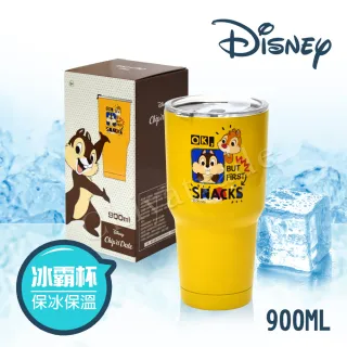 【迪士尼Disney】雙層不鏽鋼真空 冰霸保冰保溫杯 巨無霸鋼杯 酷冰杯 隨行杯 900ml-奇奇蒂蒂(正版授權)