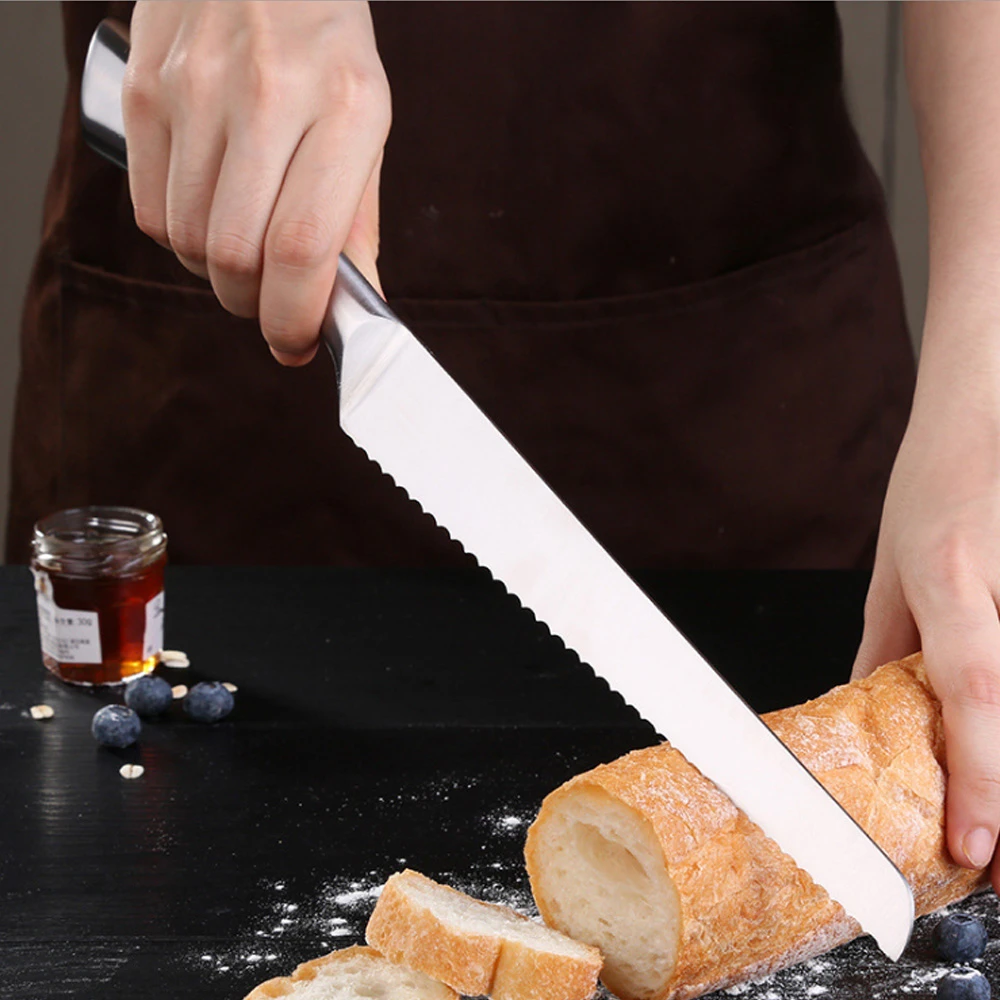 【PUSH!】廚房用品不銹鋼鋸齒刀切土司麵包刀切片刀蛋糕烘焙刀8寸(D218)