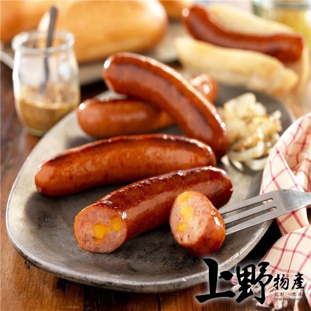 【上野物產】濃郁爆漿巧達起司香腸 x3包(250g±10%/5根/包)