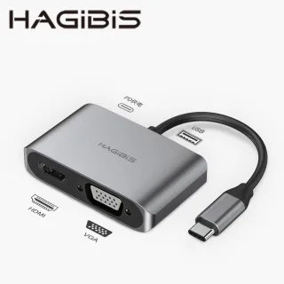 【HAGiBiS】鋁合金Type-C轉HDMI+VGA+PD充電(CHV2-PD)