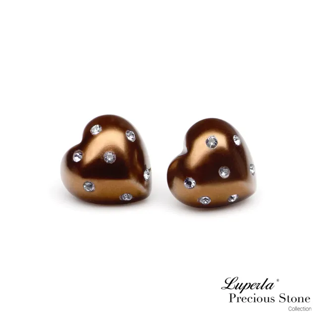 【大東山珠寶】巧克力甜心派對貝寶珠愛心耳環(硨磲貝 採用施華洛世奇元素)