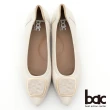 【bac】時髦尖頭同面色金屬飾釦平底鞋(白色)