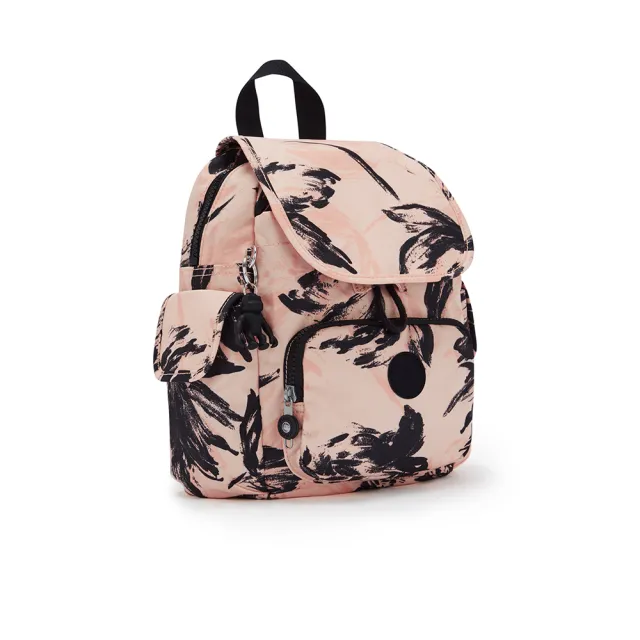 Kipling 珊瑚花潑墨拉鍊掀蓋後背包 City Pack Mini Momo購物網