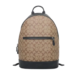 【COACH】新款型男最愛卡其c logo大後背包(F78756 QBTN2)