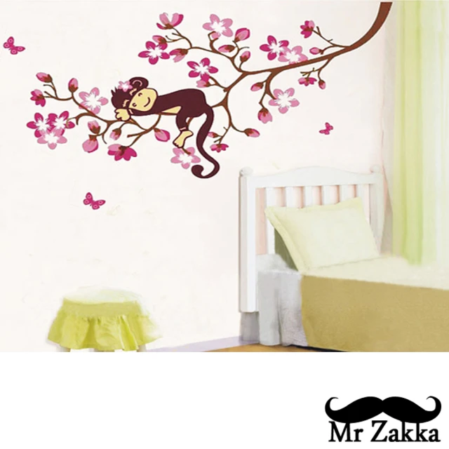 【Mr.Zakka】時尚居家創意風格DIY可移式壁貼(可愛猴)