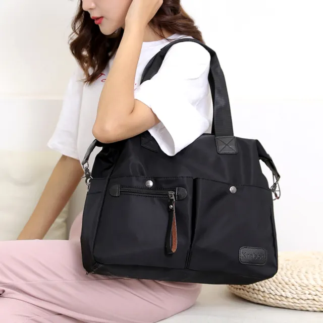 Acorn 橡果 韓系大容量防水包斜背包側肩包手提包托特包購物包6560 黑色 Momo購物網