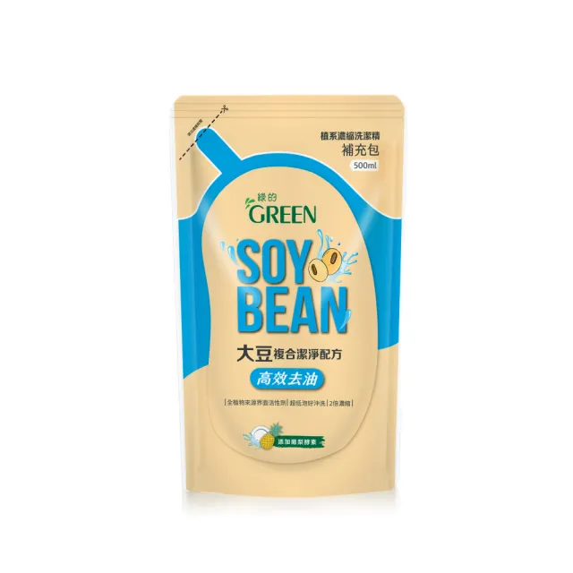 【Green 綠的】植系濃縮洗潔精補充包-高效去油/深層去味500mlX6包任搭(洗碗精)