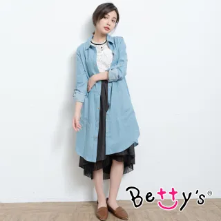 【betty’s 貝蒂思】韓風率性牛仔長版襯衫(淺藍)