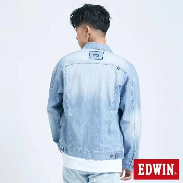 【EDWIN】男裝 經典 落肩牛仔外套(重漂藍)