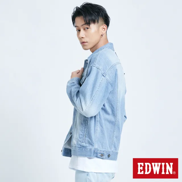 【EDWIN】男裝 經典 落肩牛仔外套(重漂藍)